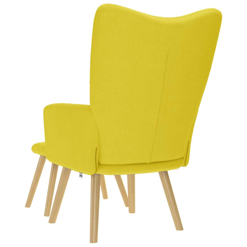 Scaun de relaxare cu taburet din material galben deschis GartenMobel Dekor