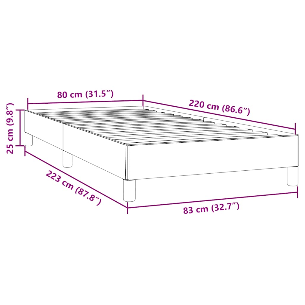 Cadru de pat fără saltea roz 80x220 cm catifea GartenMobel Dekor