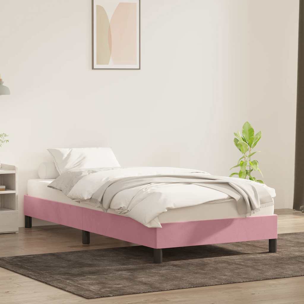 Cadru de pat fără saltea roz 80x220 cm catifea GartenMobel Dekor