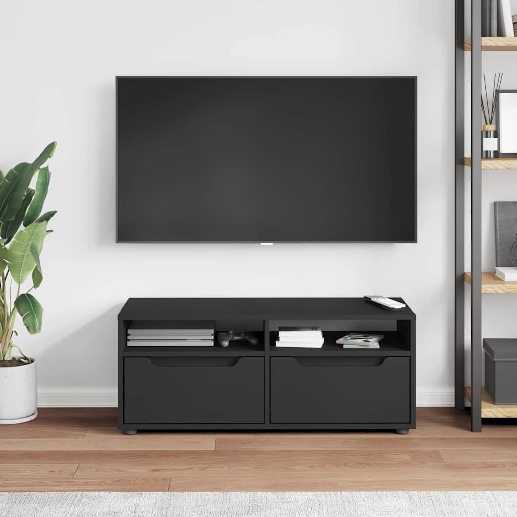 Dulap TV „VISNES” Negru 100x40x38 cm lemn prelucrat GartenMobel Dekor