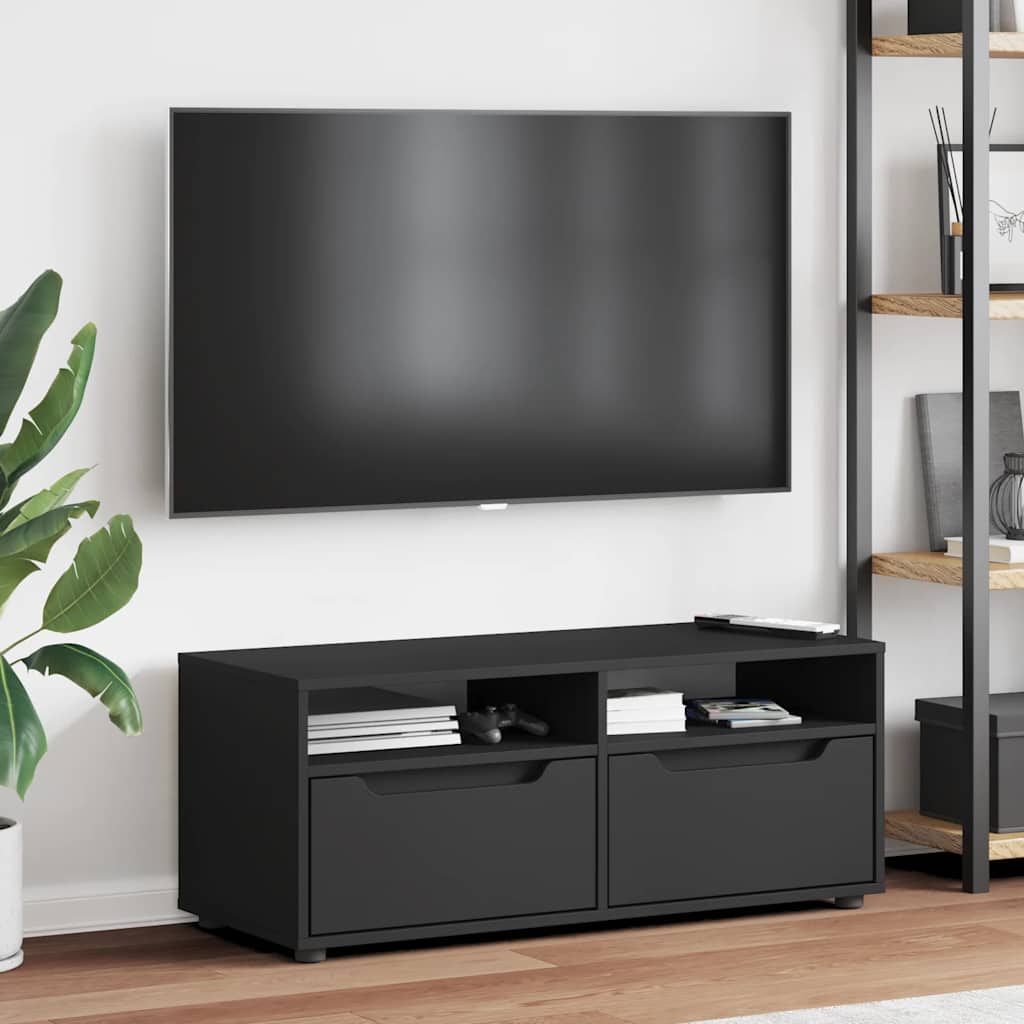 Dulap TV „VISNES” Negru 100x40x38 cm lemn prelucrat GartenMobel Dekor