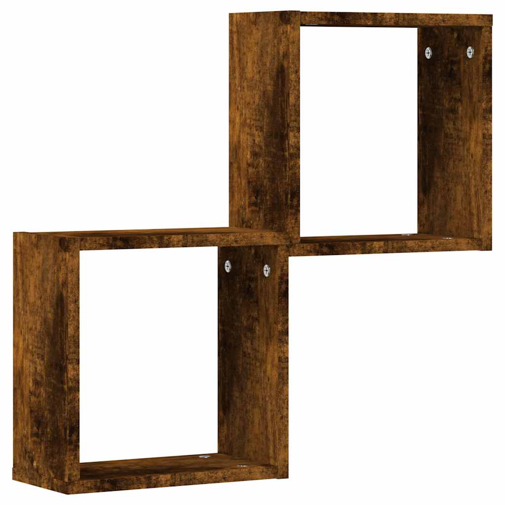 Rafturi cuburi de perete 2 buc Stejar afumat 30x15x30 cm GartenMobel Dekor