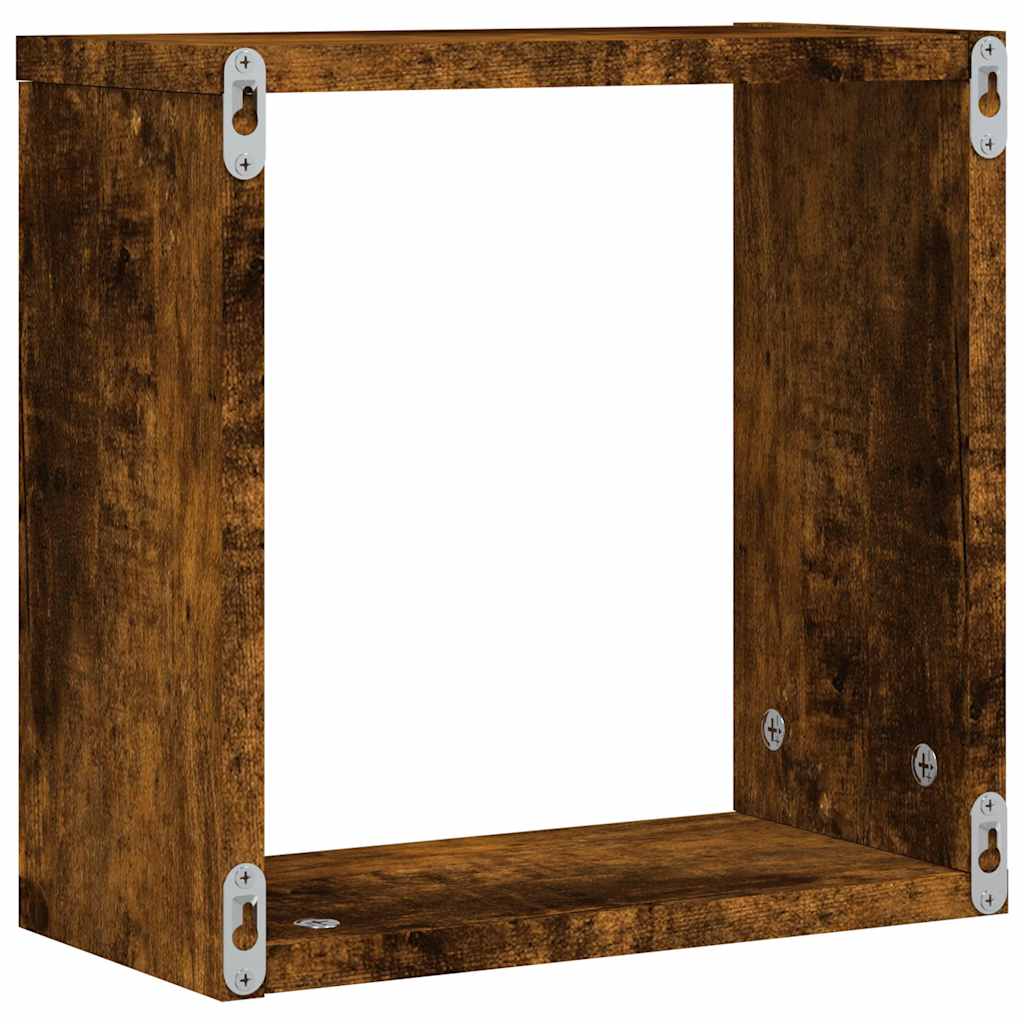 Rafturi cuburi de perete 2 buc Stejar afumat 30x15x30 cm GartenMobel Dekor