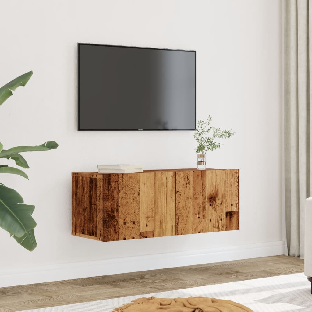 Comodă TV de perete, 2 buc. lemn vechi, 80x30x30 cm GartenMobel Dekor