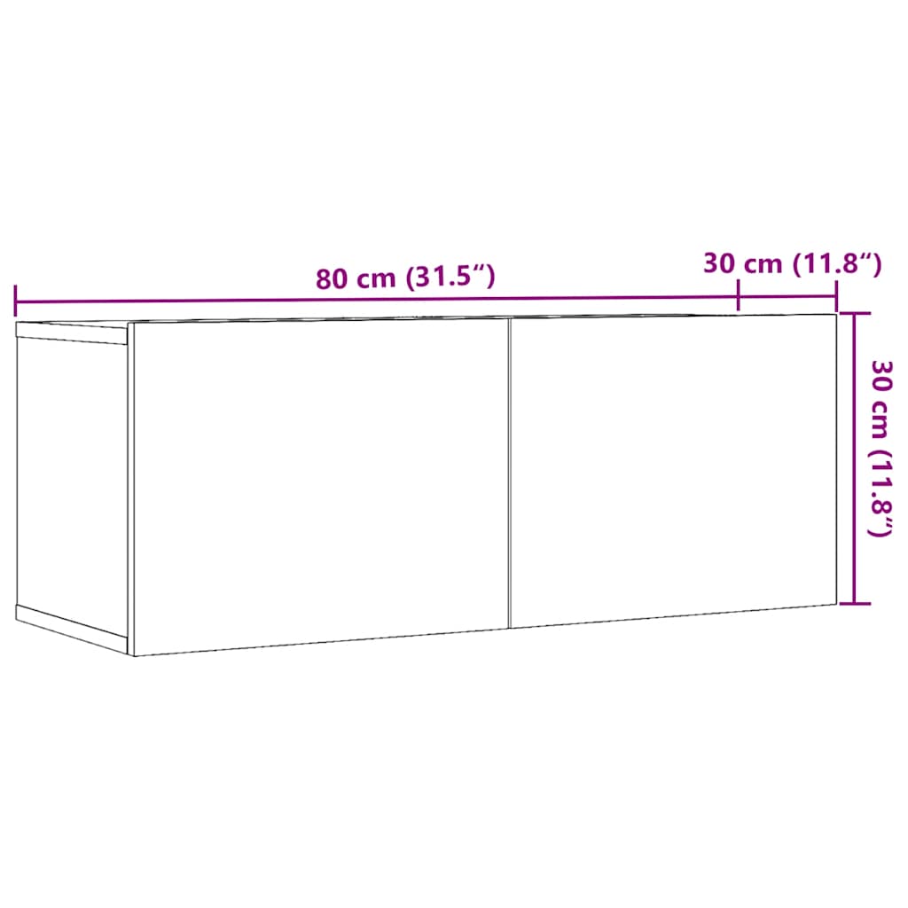 Comodă TV de perete, 2 buc. lemn vechi, 80x30x30 cm GartenMobel Dekor