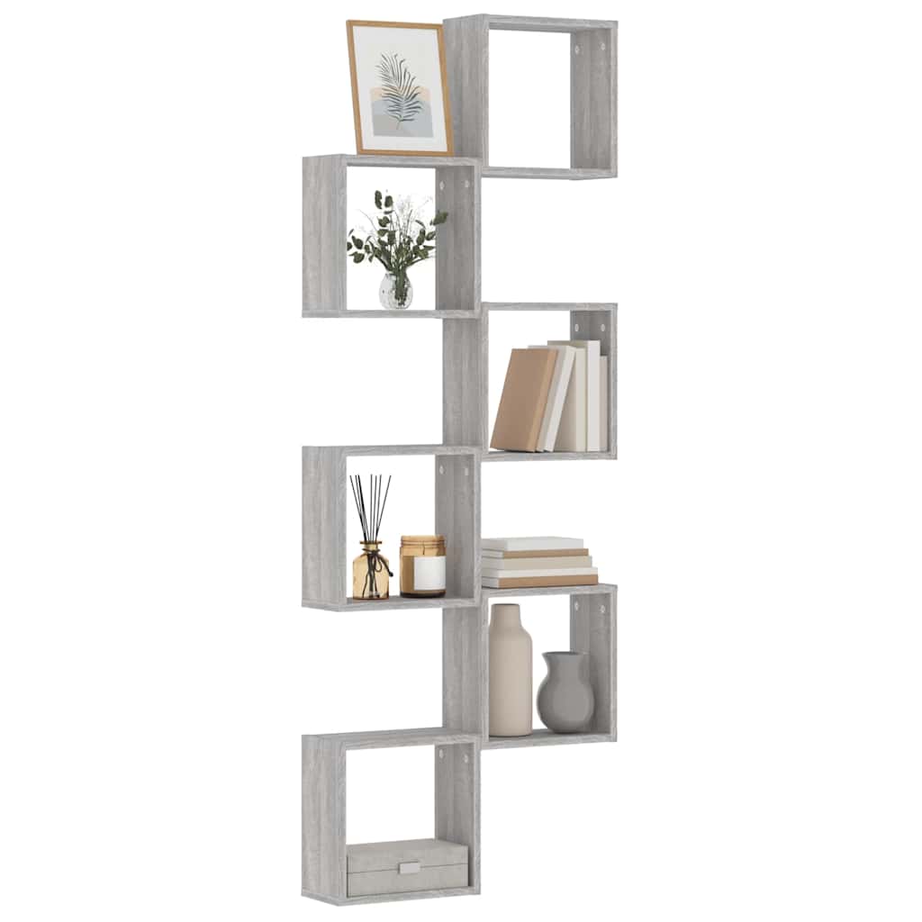 Rafturi cub de perete 6 buc Gri Sonoma 30x15x30 cm GartenMobel Dekor