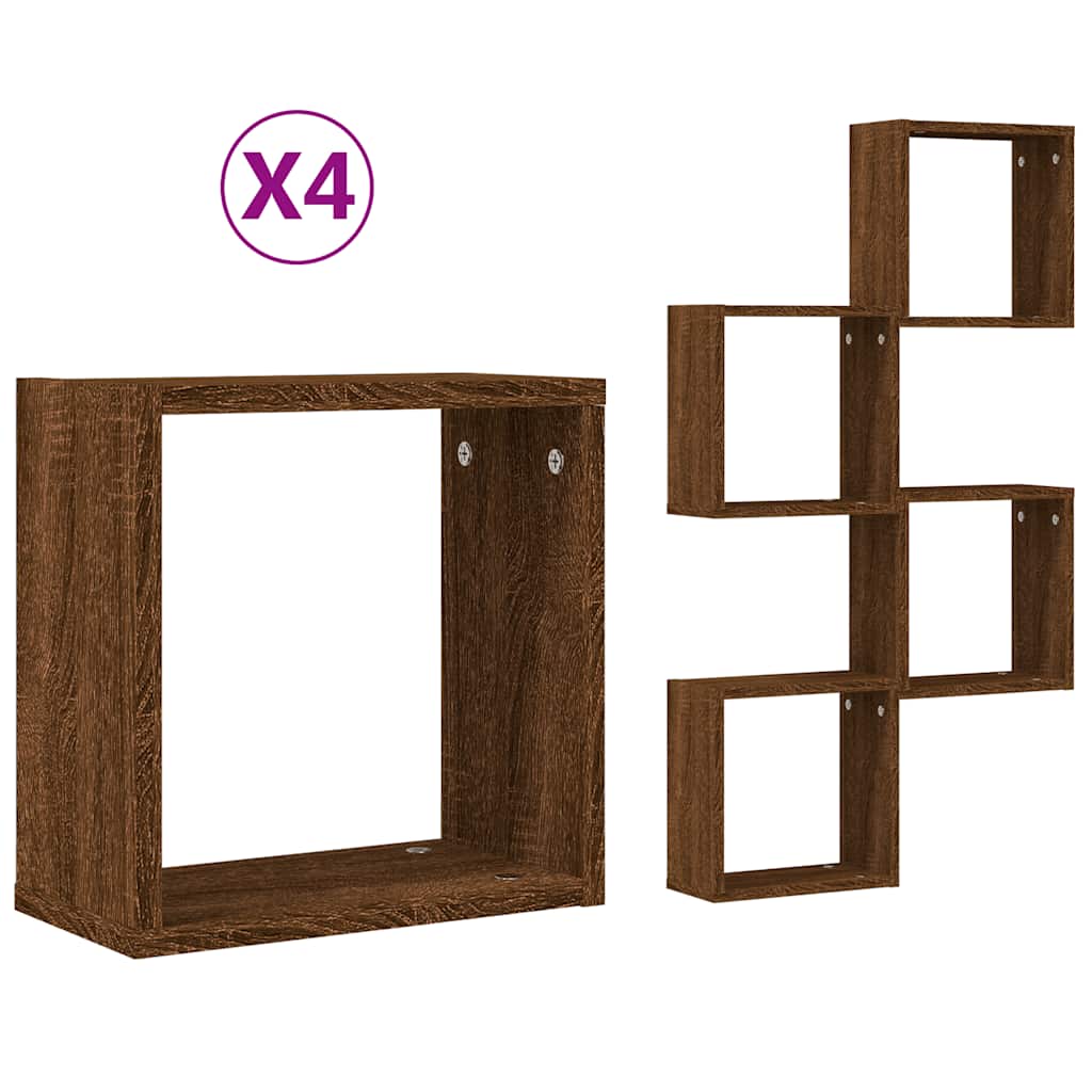 Rafturi cuburi de perete 4 buc Stejar maro 30x15x30 cm GartenMobel Dekor