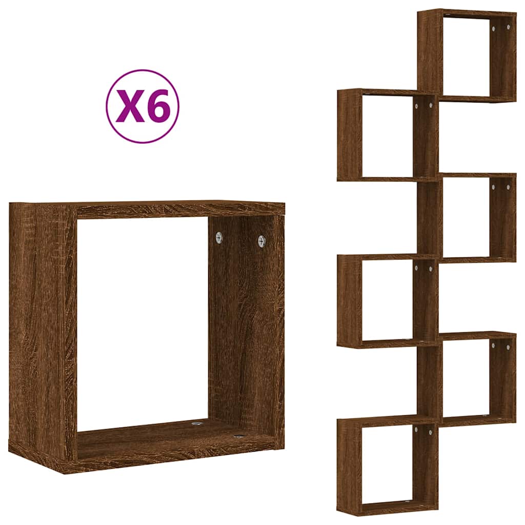 Rafturi cuburi de perete 6 buc Stejar maro 30x15x30 cm GartenMobel Dekor