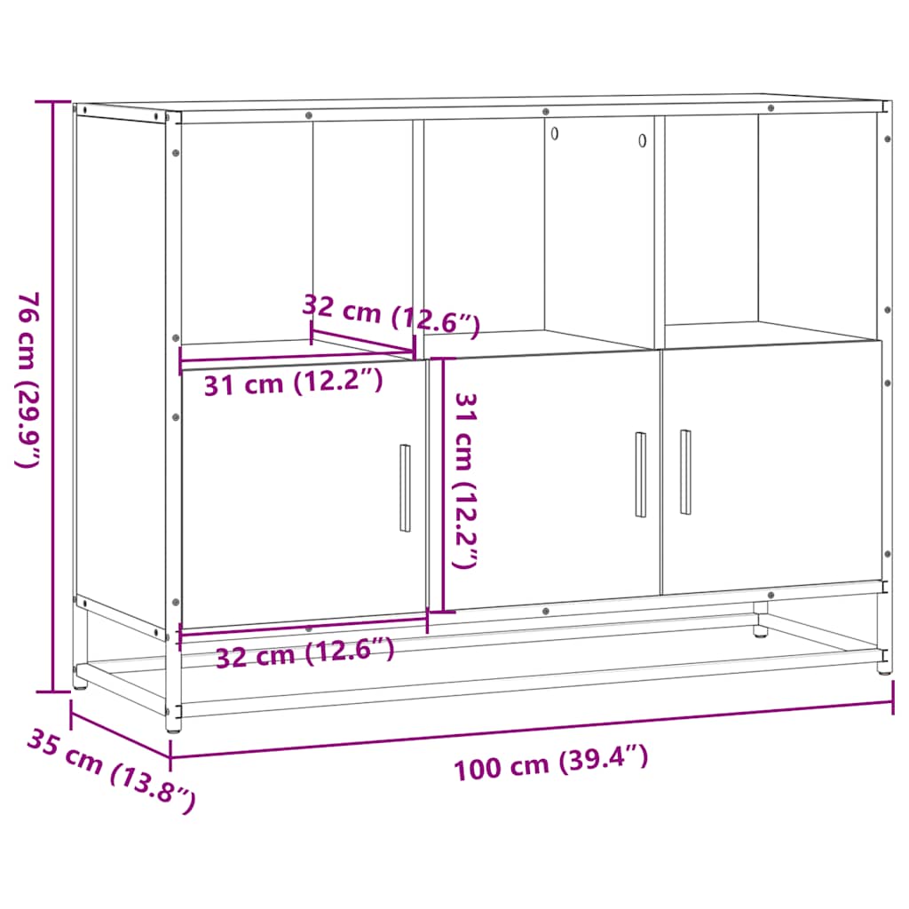 Servantă, gri sonoma, 100x35x76 cm, lemn prelucrat GartenMobel Dekor