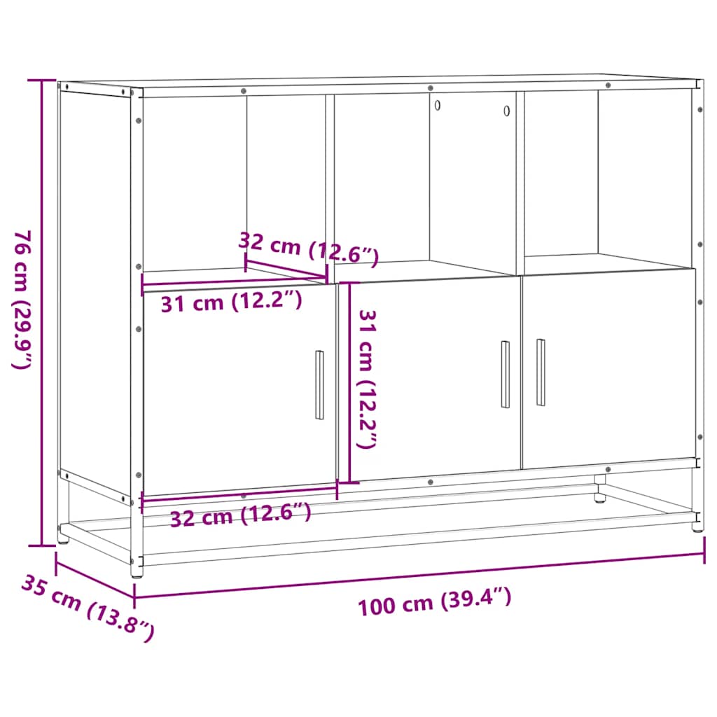 Servantă, stejar sonoma, 100x35x76 cm, lemn prelucrat GartenMobel Dekor