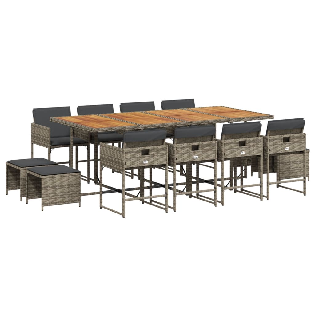 Set mobilier de grădină cu perne, 13 piese, gri, poliratan GartenMobel Dekor