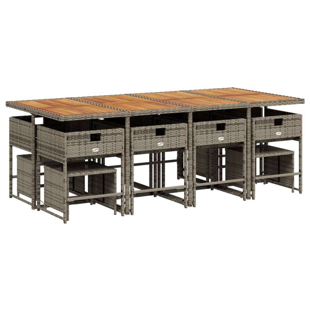 Set mobilier de grădină cu perne, 13 piese, gri, poliratan GartenMobel Dekor