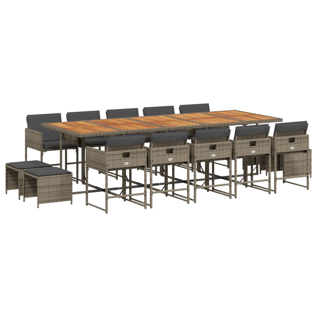 Set mobilier de grădină cu perne, 15 piese, gri, poliratan GartenMobel Dekor