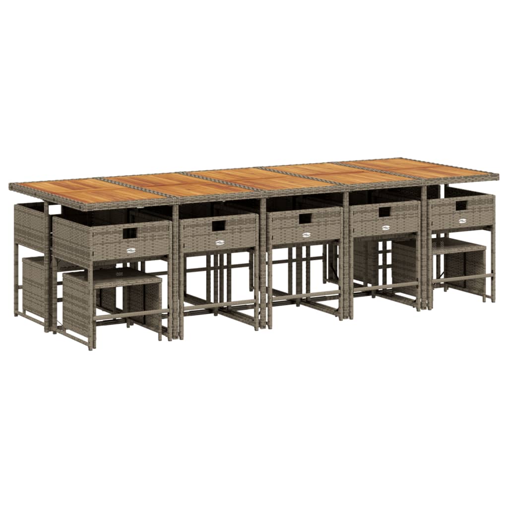 Set mobilier de grădină cu perne, 15 piese, gri, poliratan GartenMobel Dekor