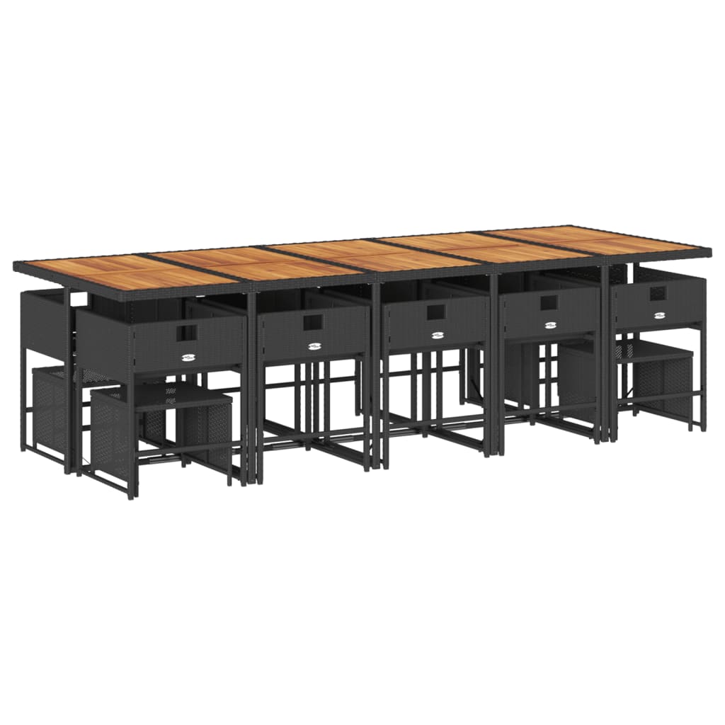 Set mobilier de grădină cu perne, 15 piese, negru, poliratan GartenMobel Dekor