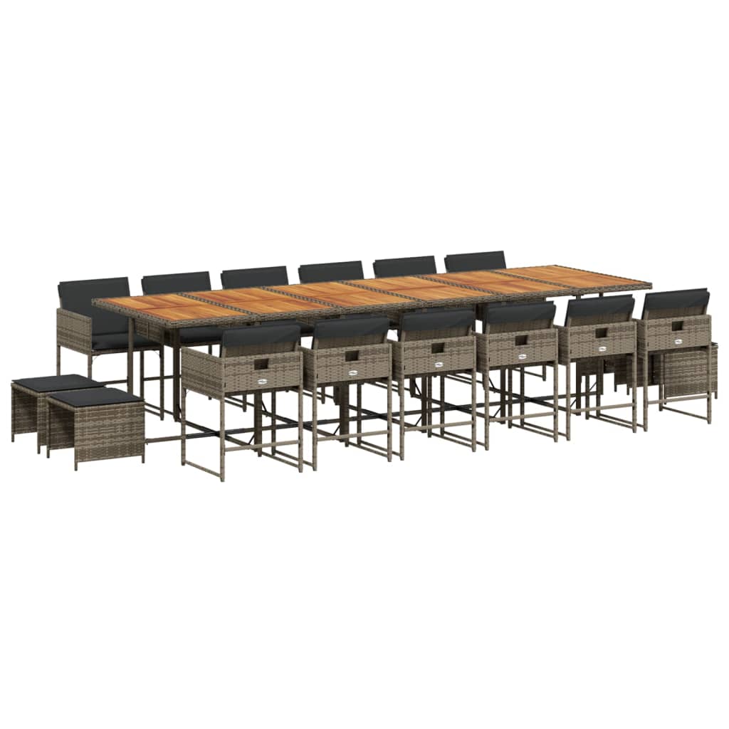 Set mobilier de grădină cu perne, 17 piese, gri, poliratan GartenMobel Dekor