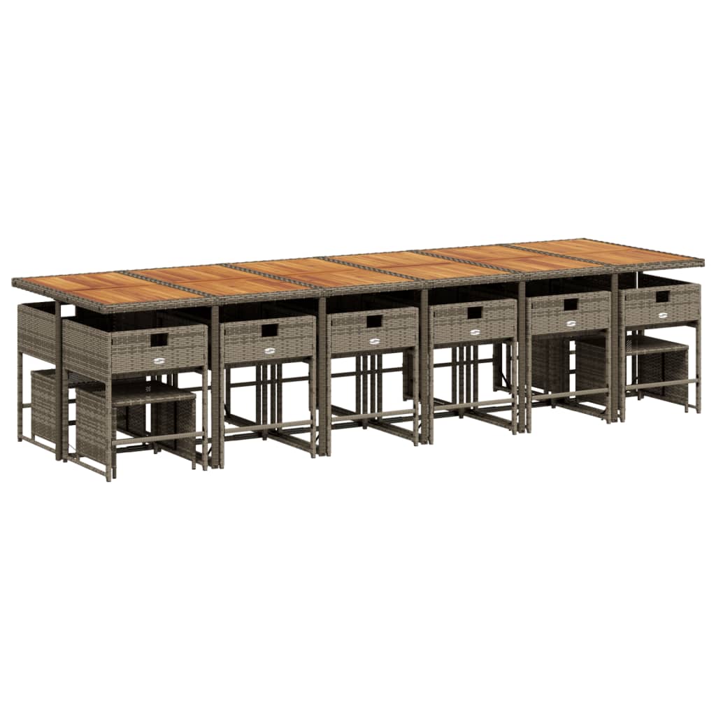 Set mobilier de grădină cu perne, 17 piese, gri, poliratan GartenMobel Dekor