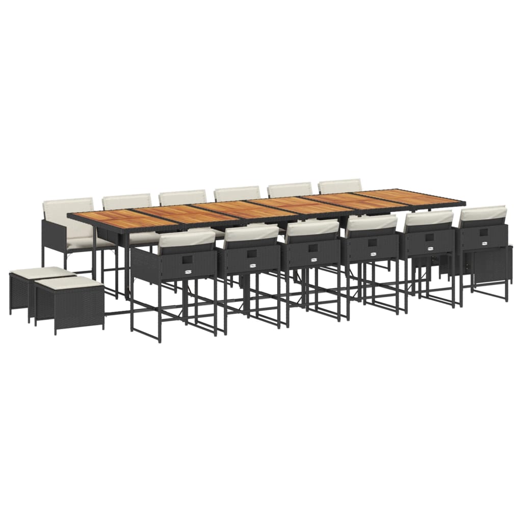 Set mobilier de grădină cu perne, 17 piese, negru, poliratan GartenMobel Dekor