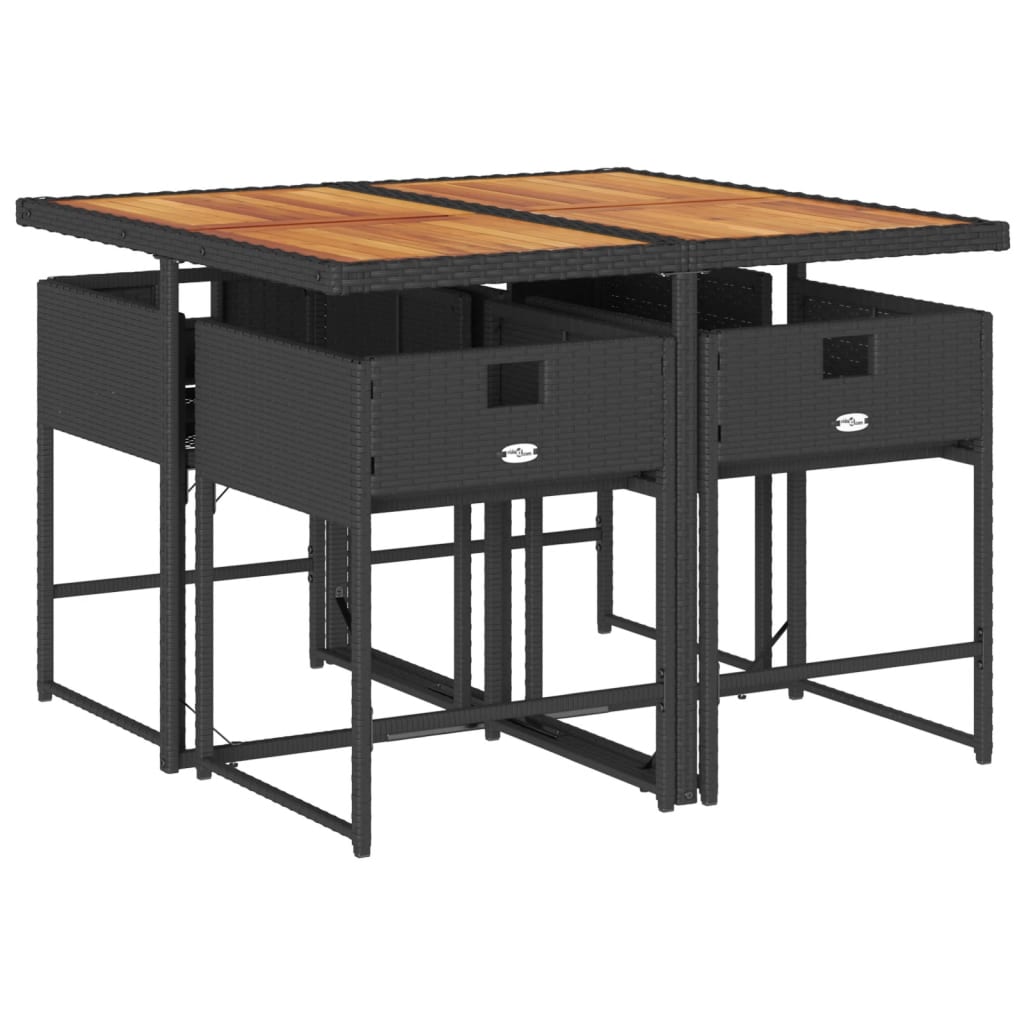 Set mobilier de grădină cu perne, 5 piese, negru, poliratan GartenMobel Dekor