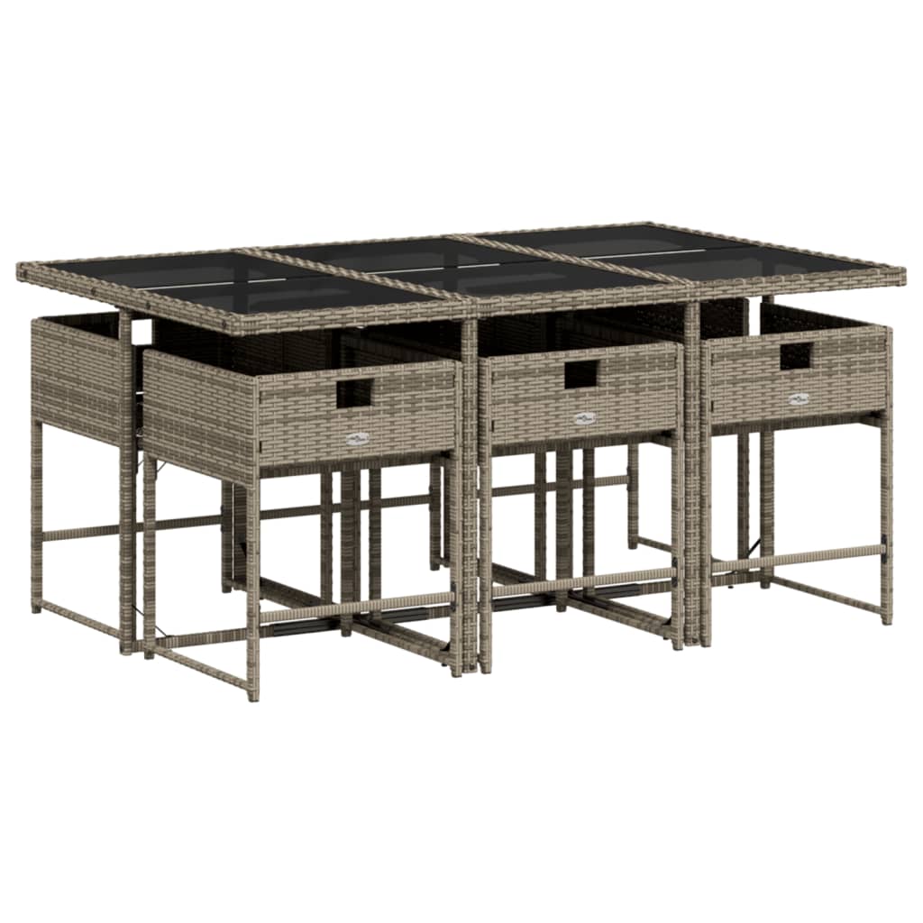 Set mobilier de grădină cu perne, 7 piese, gri, poliratan GartenMobel Dekor