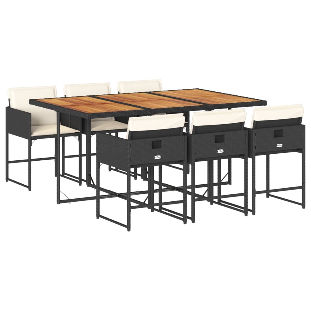 Set mobilier de grădină cu perne, 7 piese, negru, poliratan GartenMobel Dekor