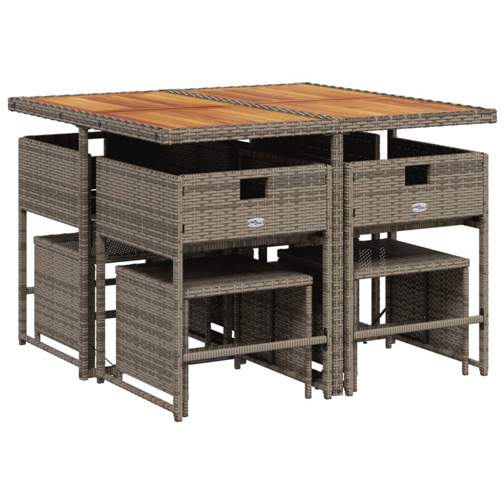 Set mobilier grădină cu perne, 9 piese, gri, poliratan GartenMobel Dekor