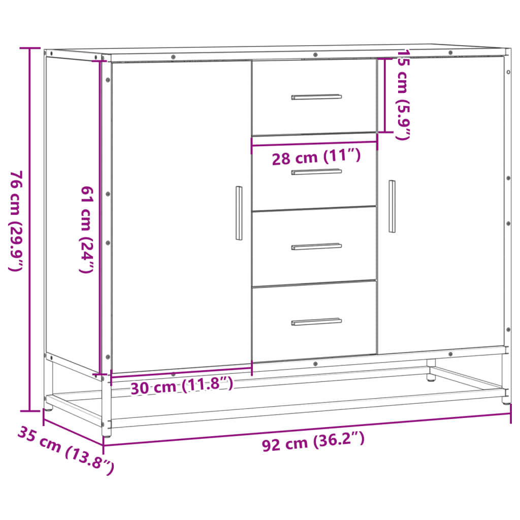 Dulap, gri sonoma, 92x35x76 cm, lemn prelucrat GartenMobel Dekor