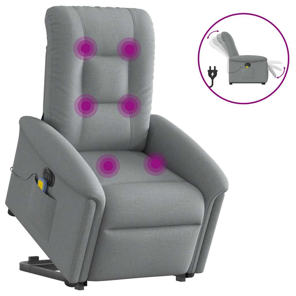 Fotoliu electric masaj rabatabil cu ridicare, gri închis textil GartenMobel Dekor