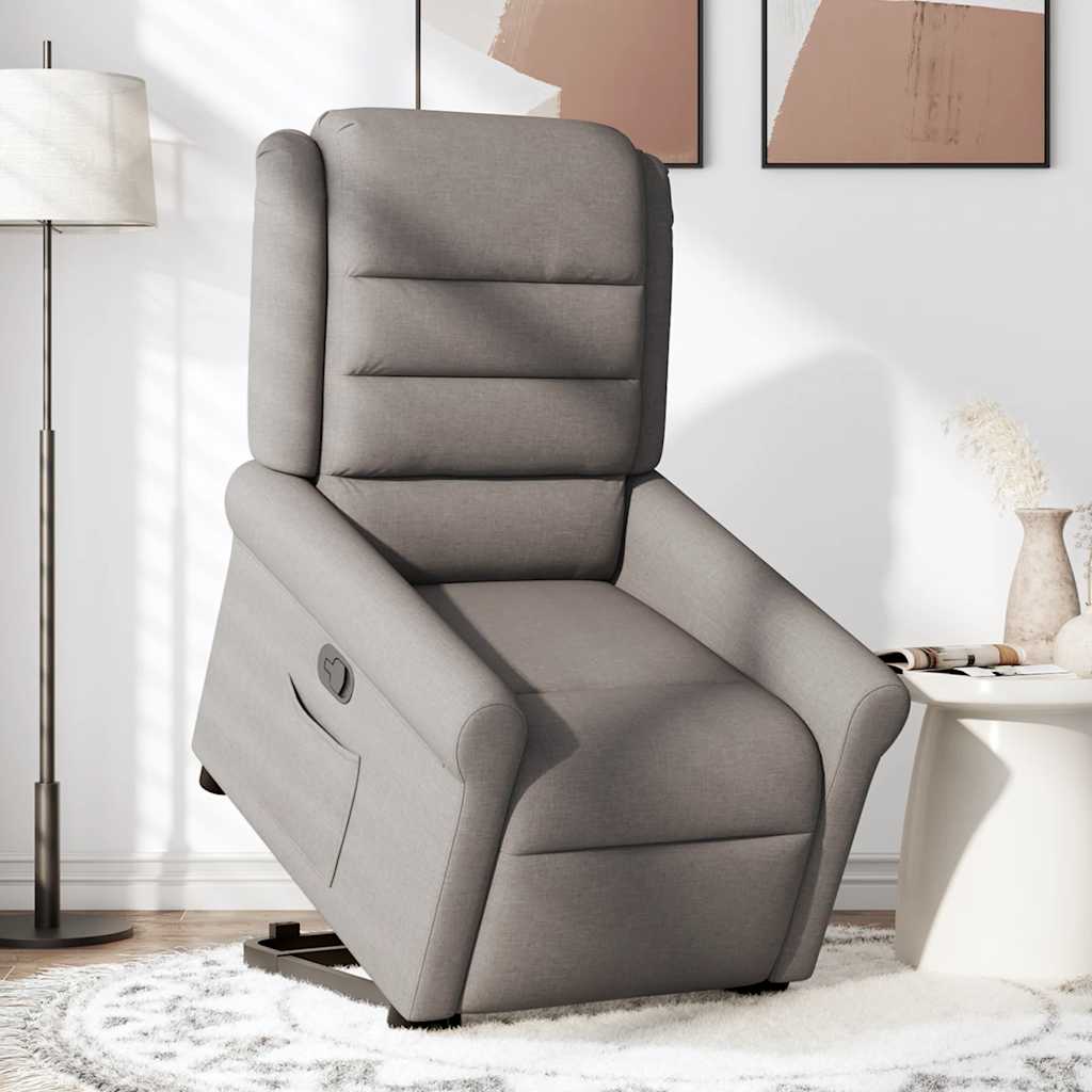 Fotoliu rabatabil cu ridicare pe verticală, gri taupe, textil GartenMobel Dekor