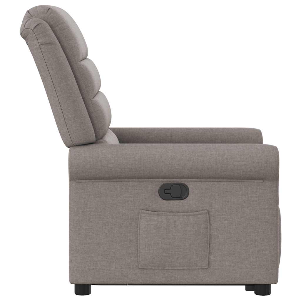 Fotoliu rabatabil cu ridicare pe verticală, gri taupe, textil GartenMobel Dekor