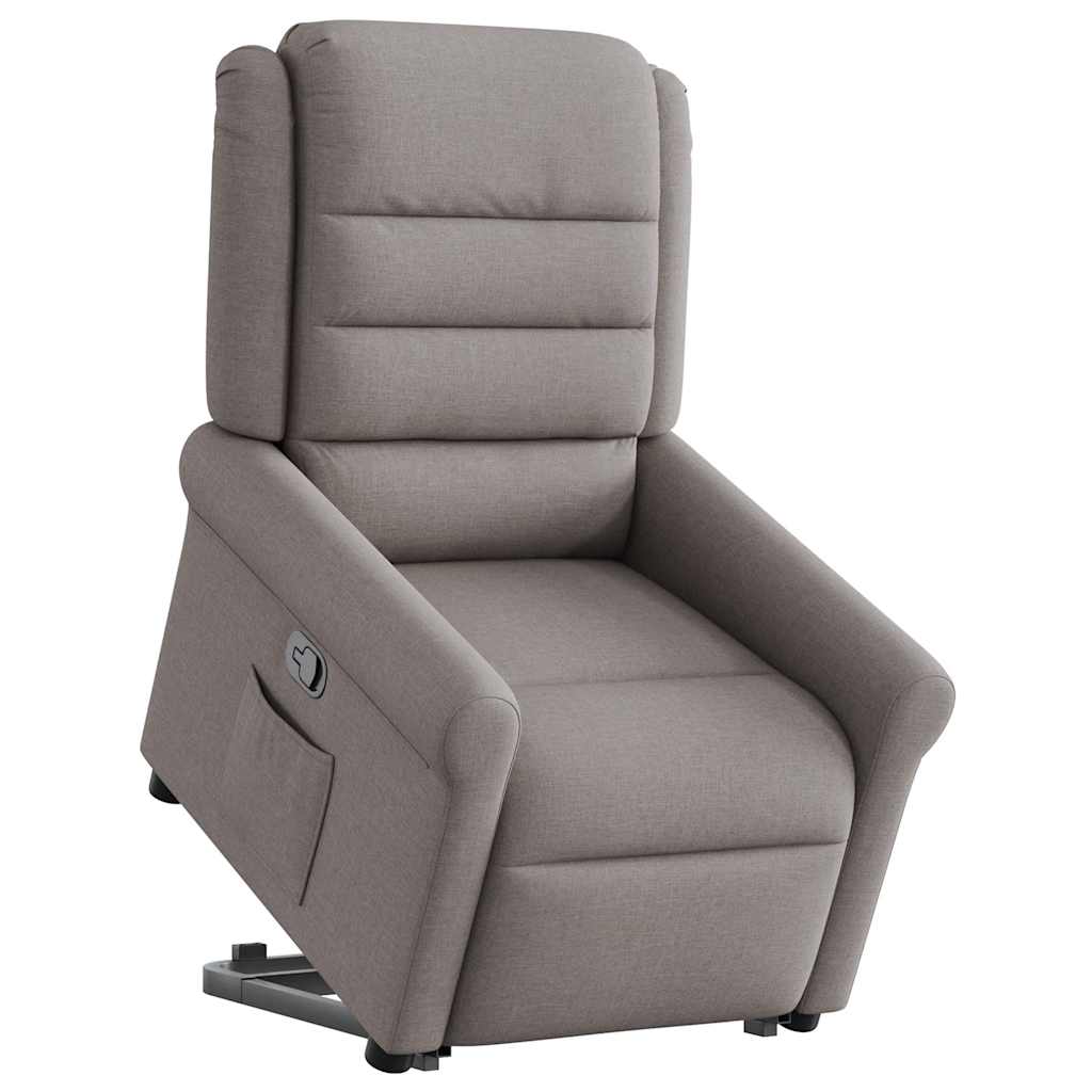 Fotoliu rabatabil cu ridicare pe verticală, gri taupe, textil GartenMobel Dekor