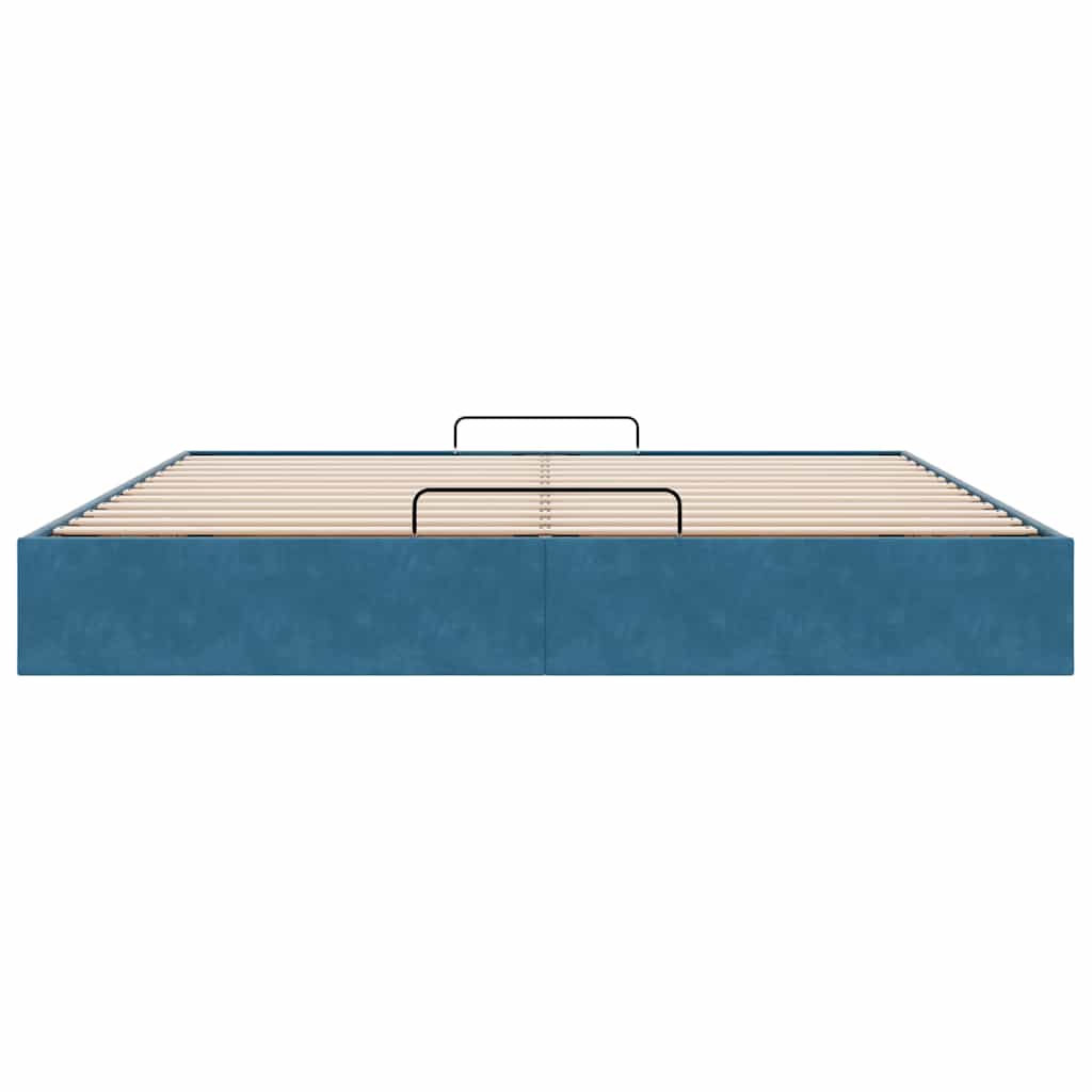 Cadru pat otoman fără saltea Albastru închis 200x200 cm catifea GartenMobel Dekor