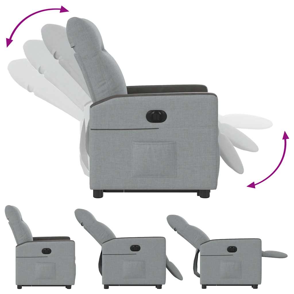 Fotoliu electric rabatabil cu ridicare, gri deschis, textil GartenMobel Dekor