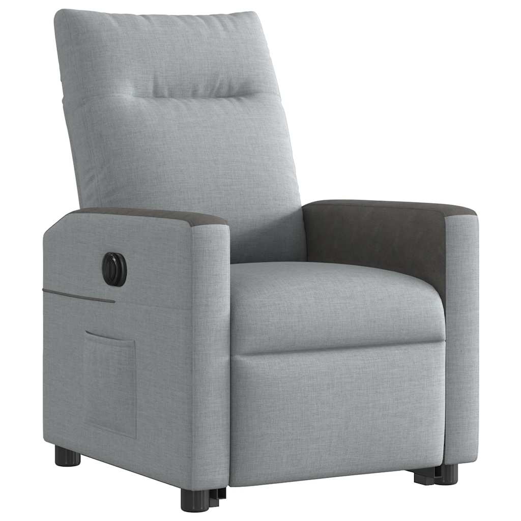 Fotoliu electric rabatabil cu ridicare, gri deschis, textil GartenMobel Dekor