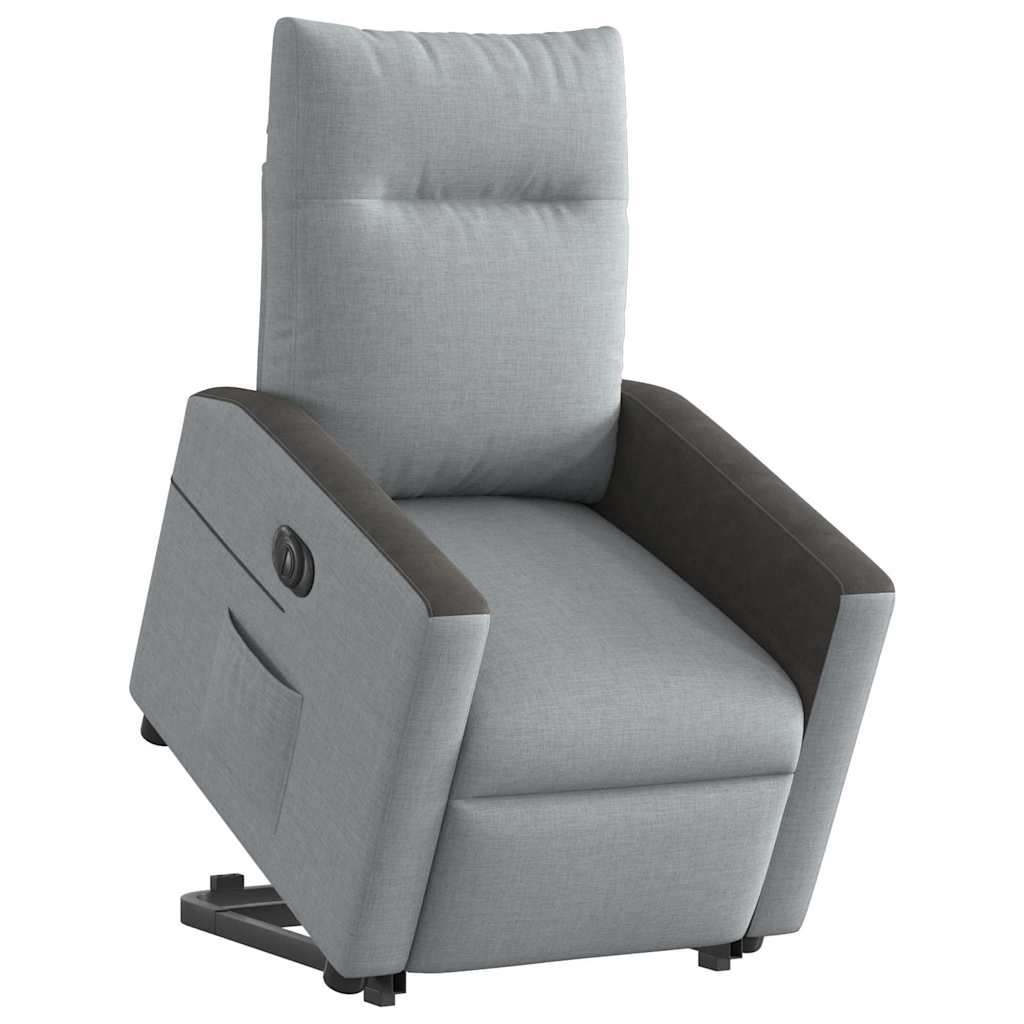 Fotoliu electric rabatabil cu ridicare, gri deschis, textil GartenMobel Dekor