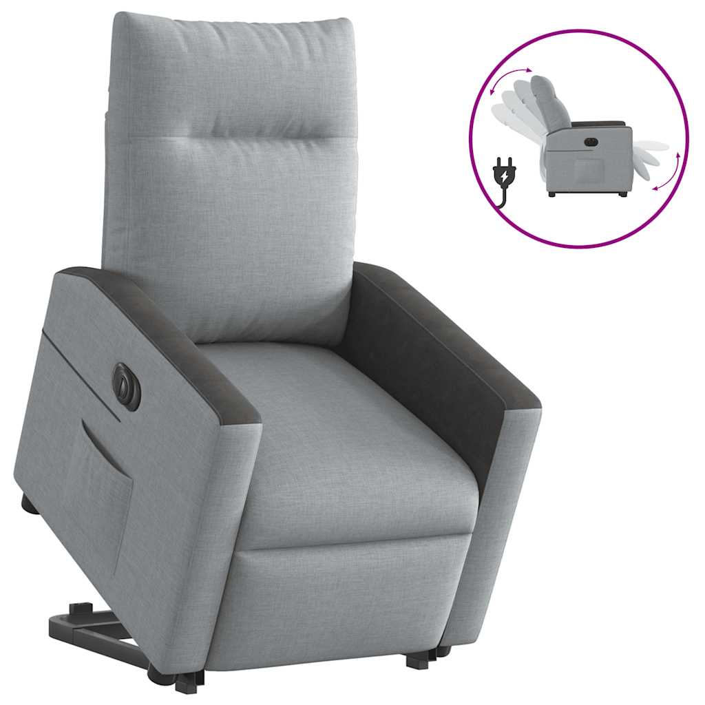 Fotoliu electric rabatabil cu ridicare, gri deschis, textil GartenMobel Dekor