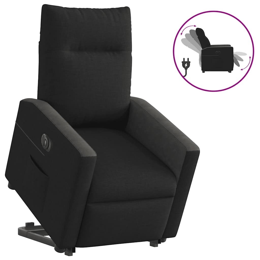 Fotoliu electric rabatabil cu ridicare, negru, textil GartenMobel Dekor