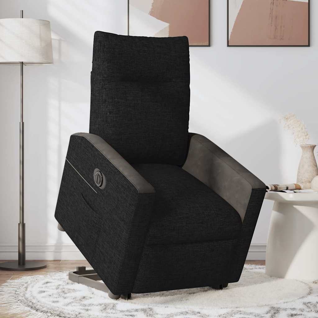 Fotoliu electric rabatabil cu ridicare, negru, textil GartenMobel Dekor