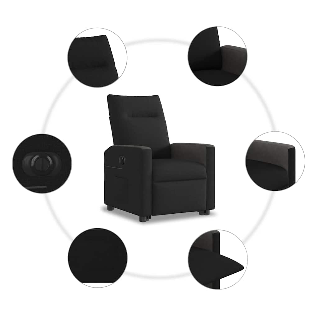 Fotoliu electric rabatabil cu ridicare, negru, textil GartenMobel Dekor