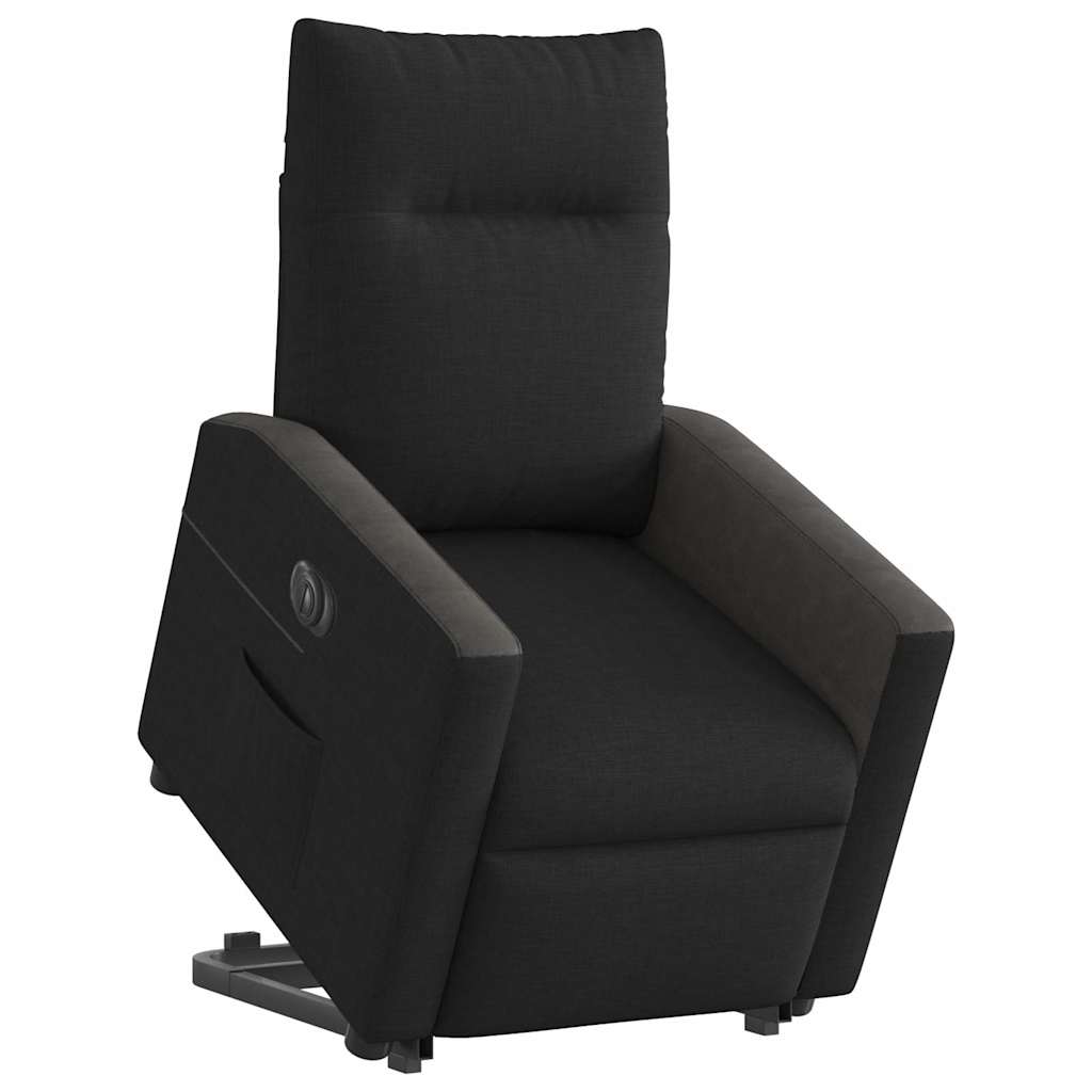 Fotoliu electric rabatabil cu ridicare, negru, textil GartenMobel Dekor