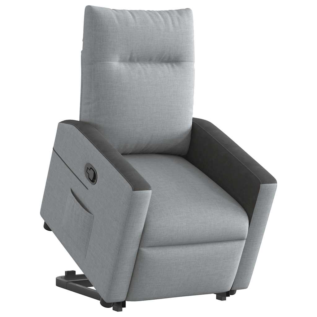 Fotoliu rabatabil cu ridicare, gri deschis, material textil GartenMobel Dekor