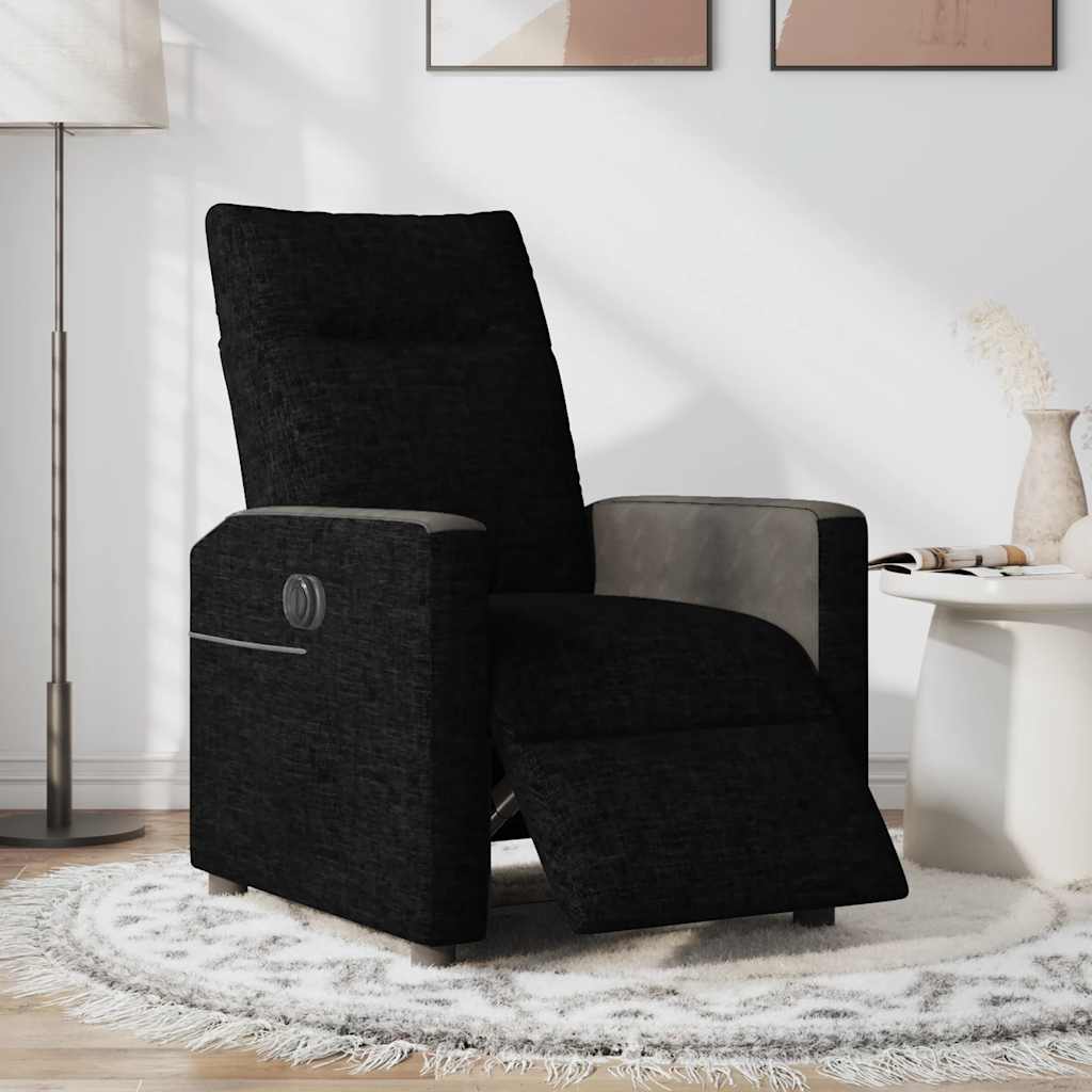 Fotoliu rabatabil electric, negru, material textil GartenMobel Dekor