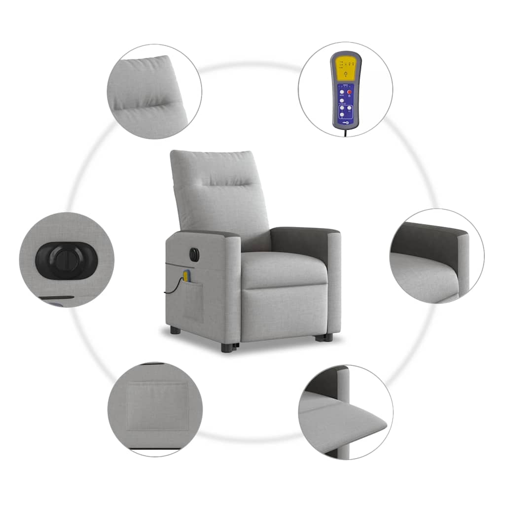Scaun electric pentru masaj picioare în picioare stofa gri nor GartenMobel Dekor