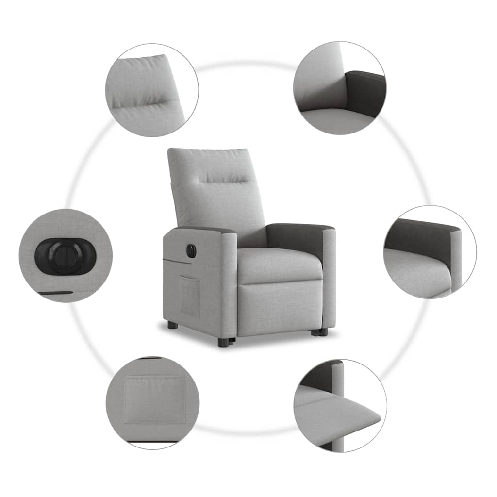 Scaun reclinabil electric, țesătură gri nor GartenMobel Dekor