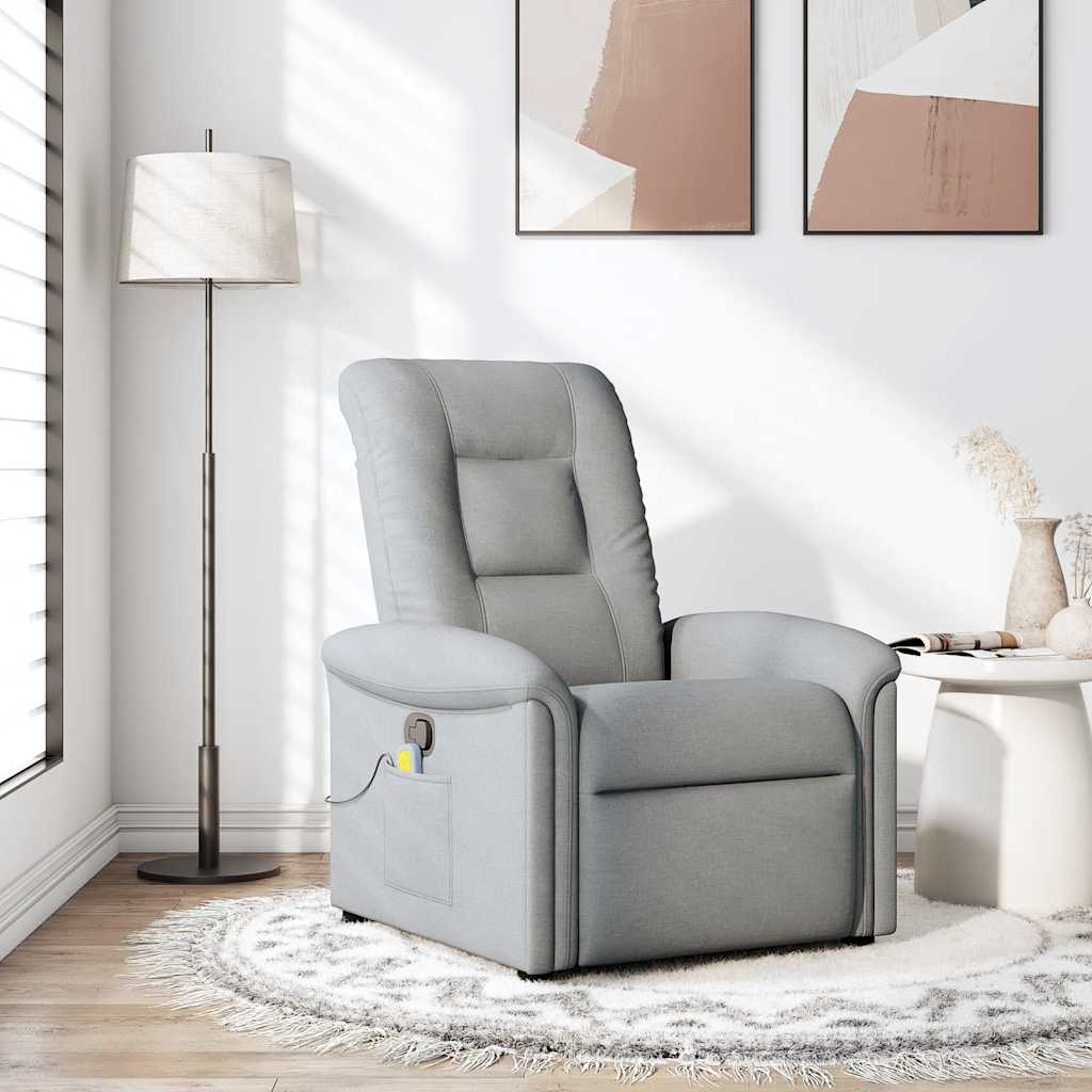 Fotoliu de masaj rabatabil, gri deschis, textil GartenMobel Dekor