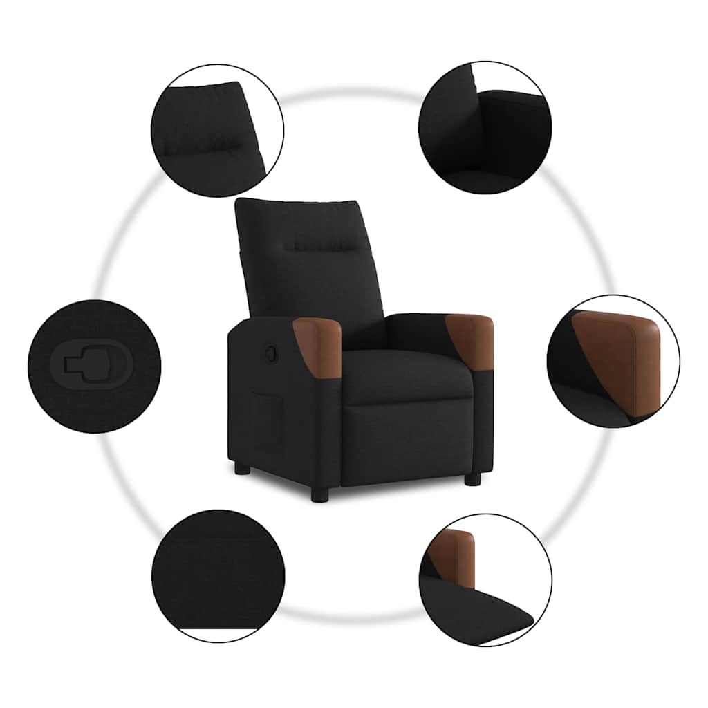 Fotoliu rabatabil, negru, material textil GartenMobel Dekor