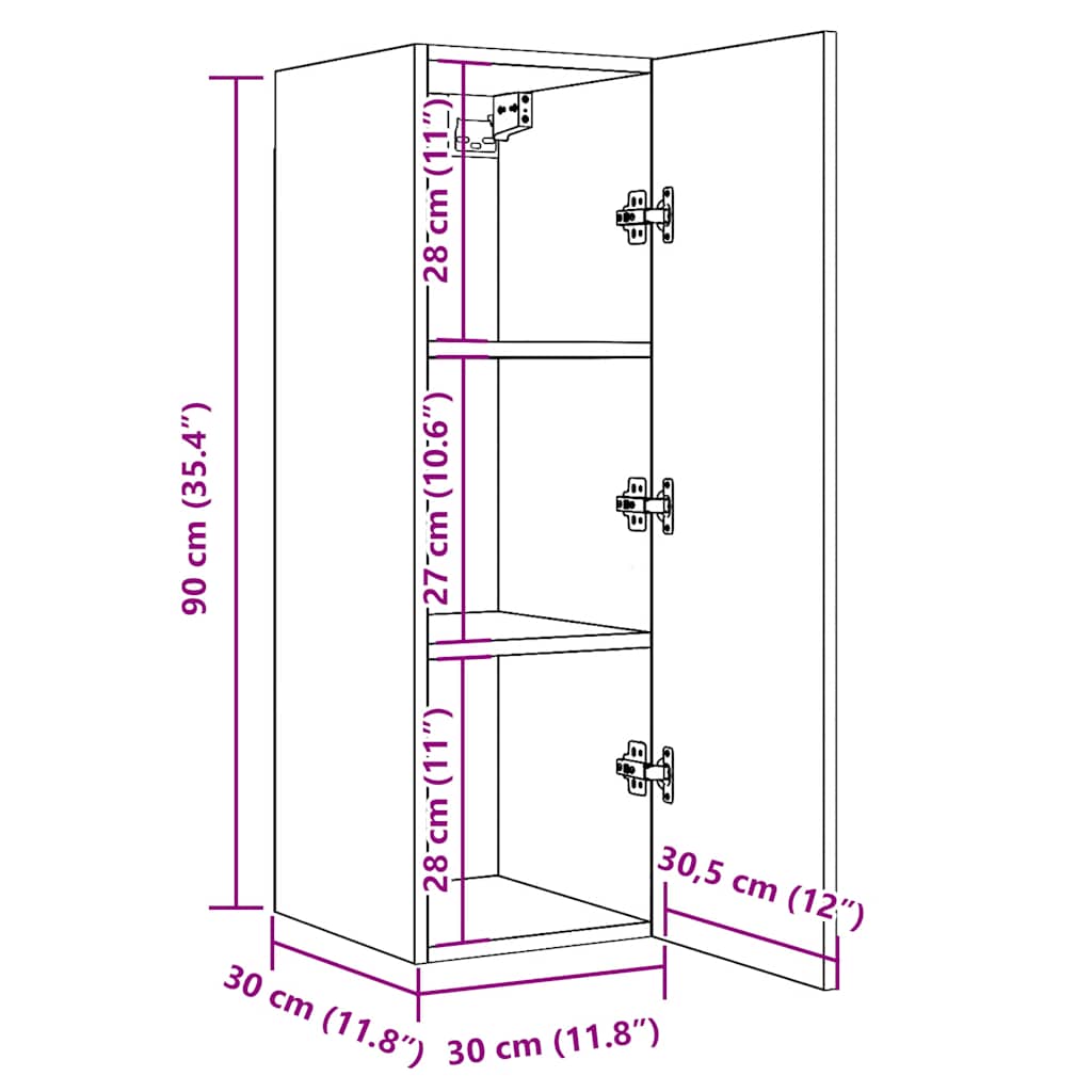 Dulap TV, stejar artizanal, 30,5x30x90 cm, lemn prelucrat GartenMobel Dekor