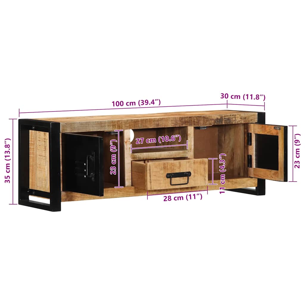 Dulap TV 100x30x35 cm lemn masiv de mango GartenMobel Dekor