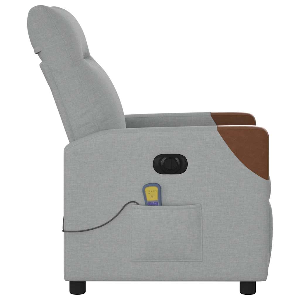 Fotoliu electric de masaj rabatabil, gri deschis, microfibră GartenMobel Dekor