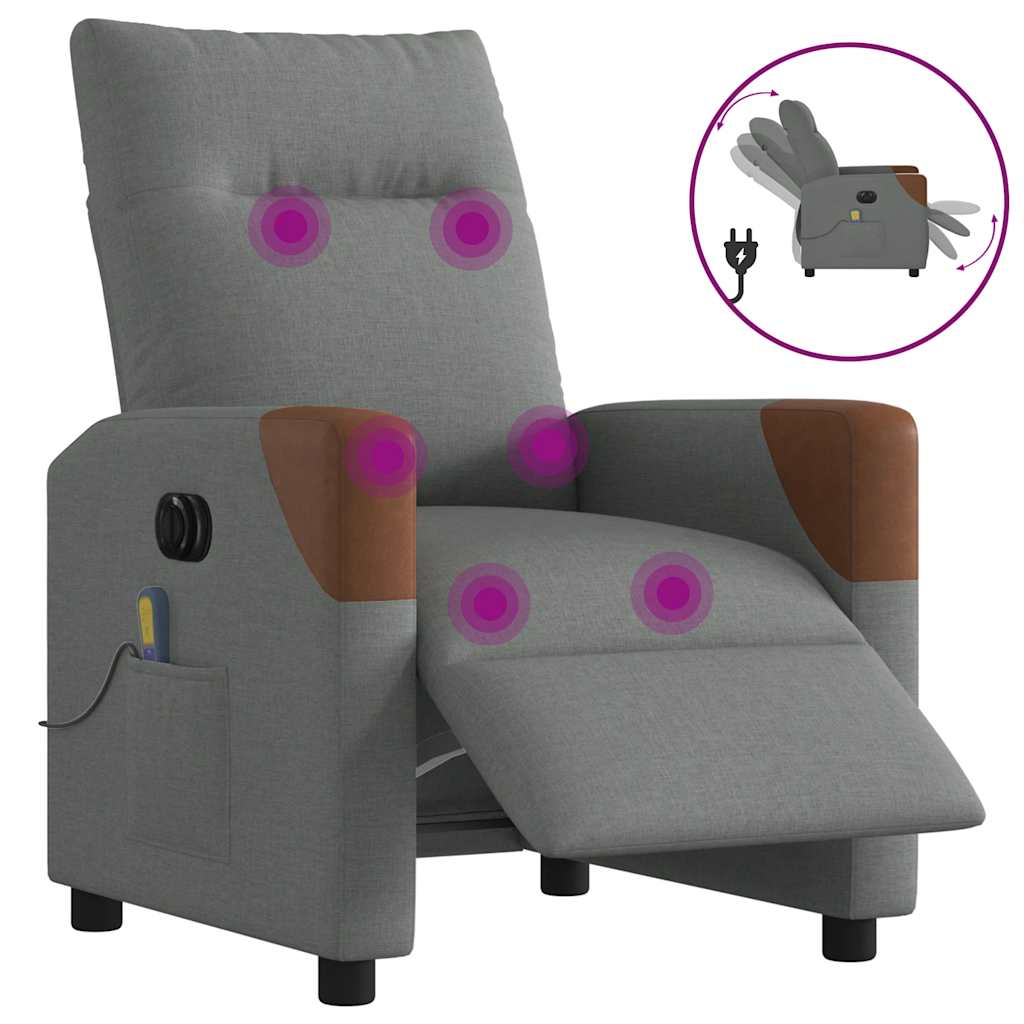 Fotoliu electric de masaj rabatabil, gri închis, textil GartenMobel Dekor